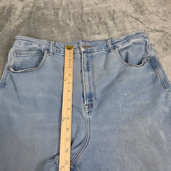 American Eagle Curvy Mom Jeans 18 Blue Stretch High Rise Ankle Length Distressed - Picture 10 of 11